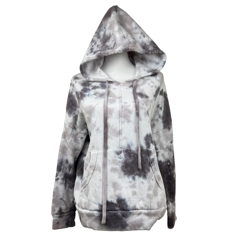 Free People Movement Tie Dye Work It Out Hoodie Grey White Oversized Sweatshirt